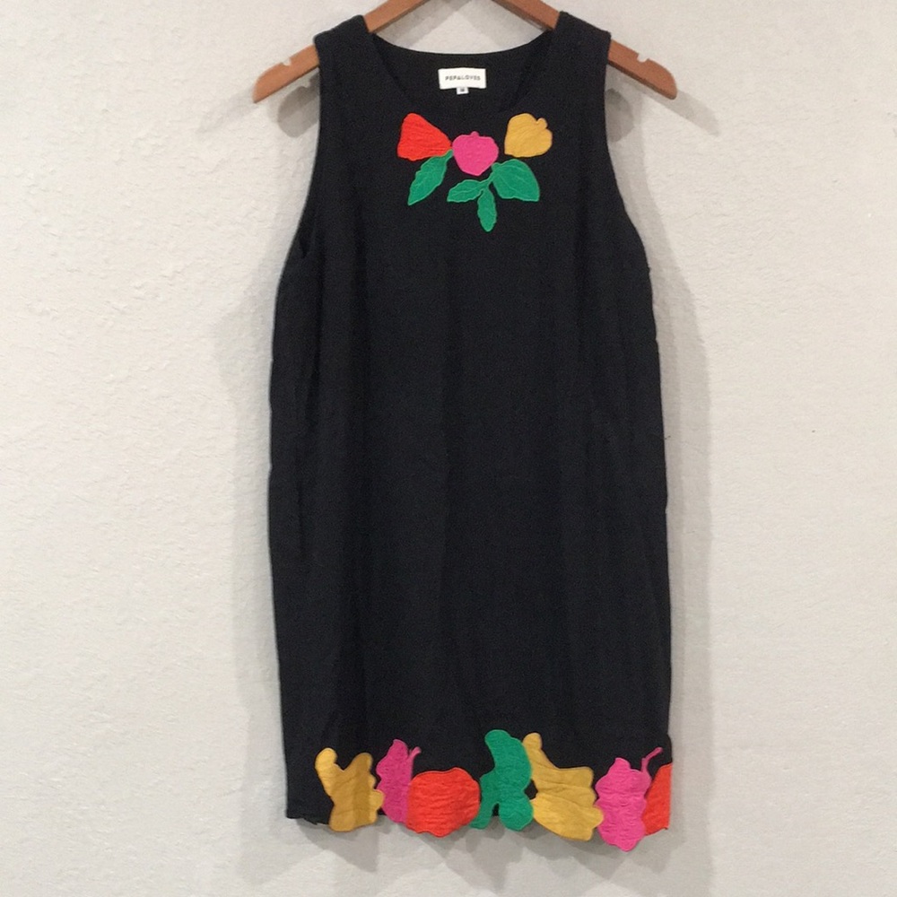Pepaloves by Anthropologie Women M Embroidered Applique Fruit Tank Dress
